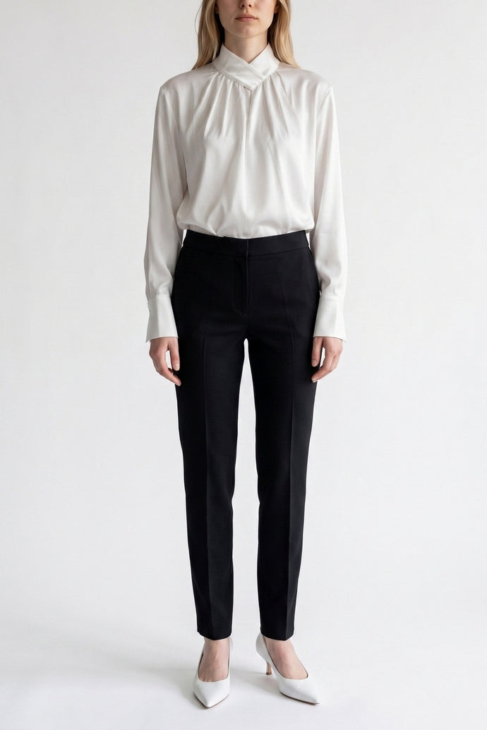 camicia donna in raso collo alto 
