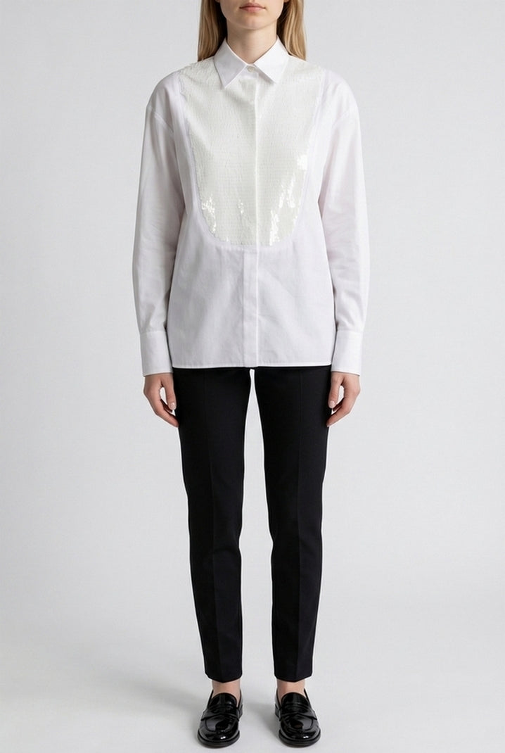 camicia con plastron paillettes 