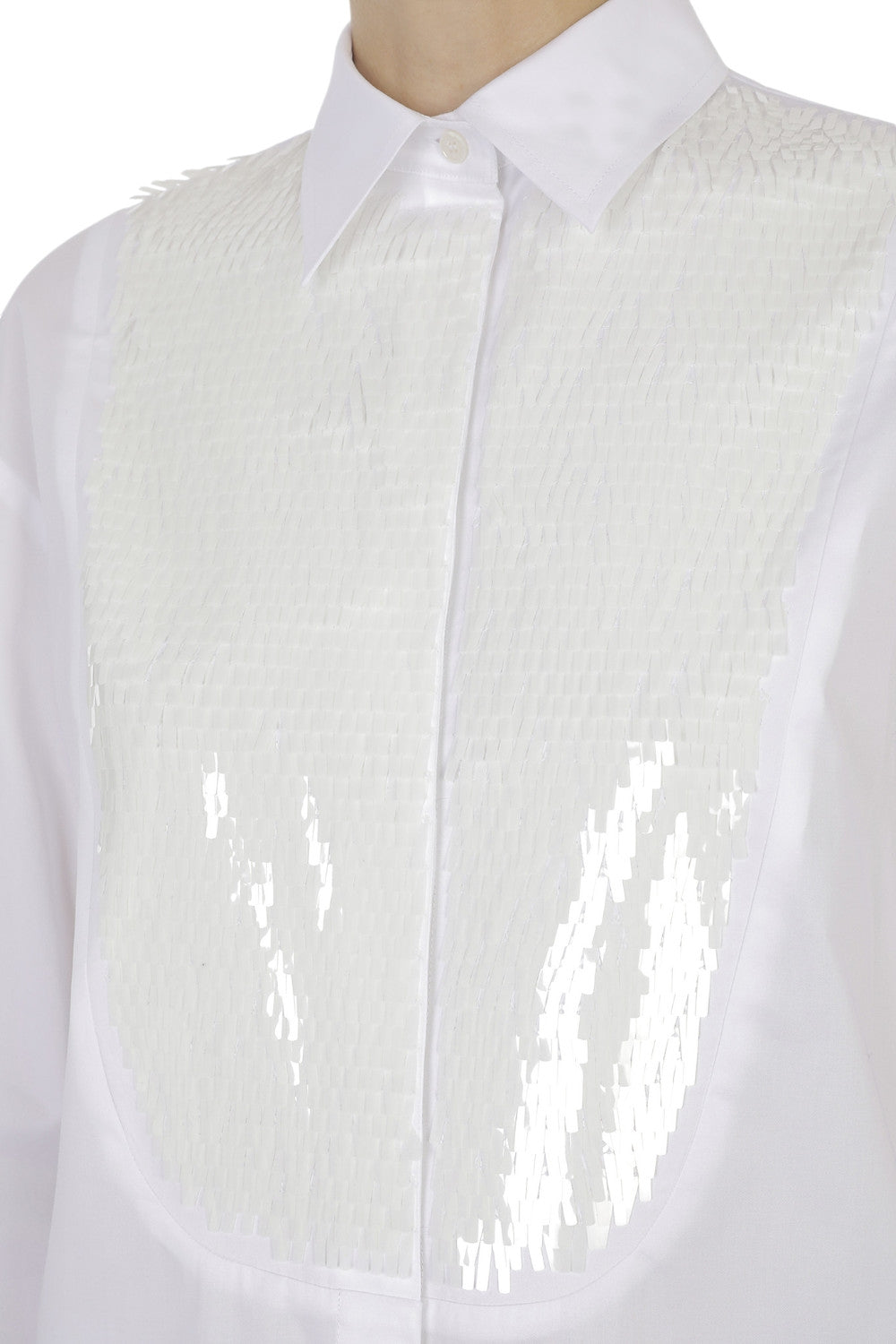 camicia con plastron paillettes 