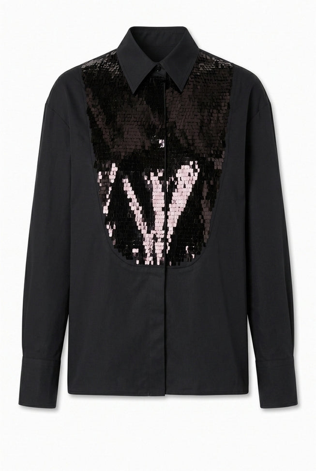 camicia donna con plastron paillettes 