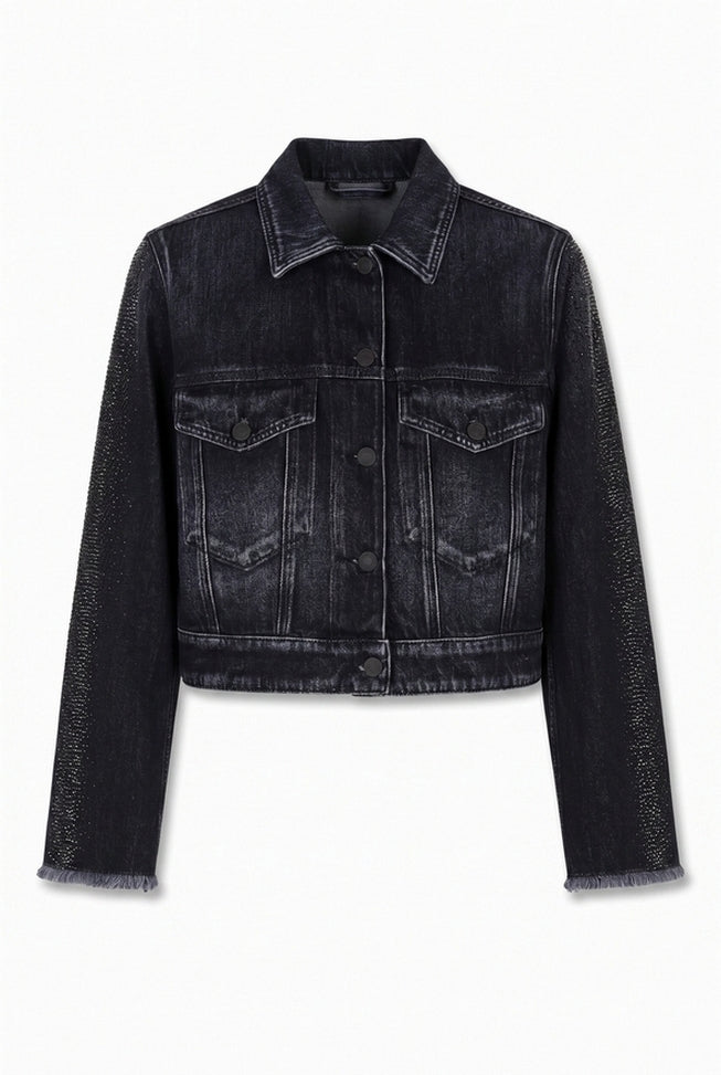 giubbotto in denim con strass 