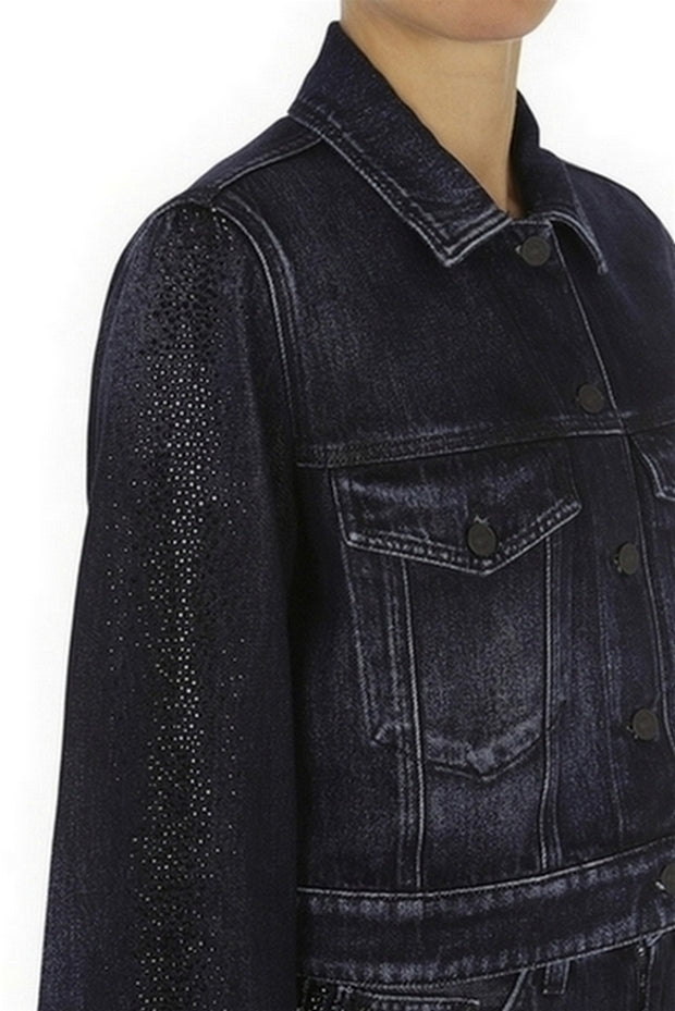 giubbotto in denim con strass 