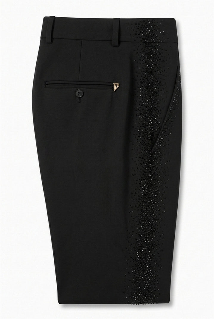 pantalone donna perfect con bande strass 
