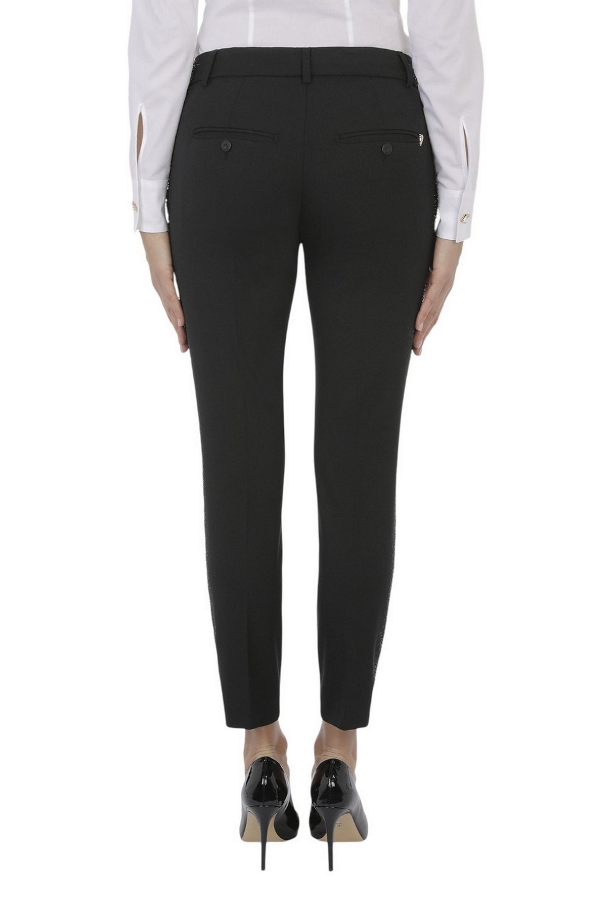 pantalone donna perfect con bande strass 