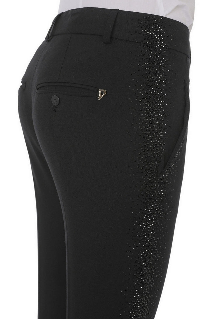 pantalone donna perfect con bande strass 