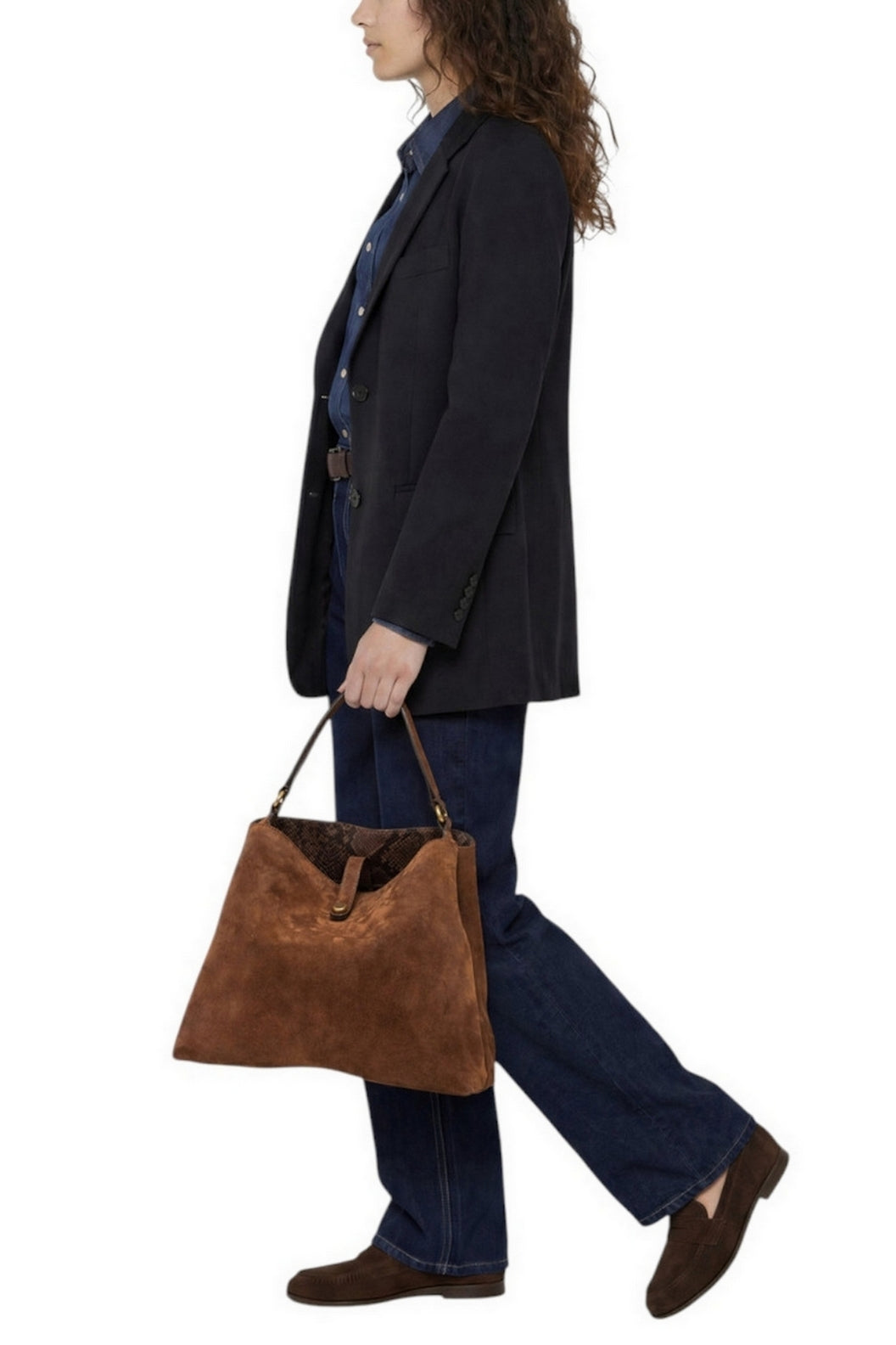 borsa aurelie fiona in camoscio interno pitone 