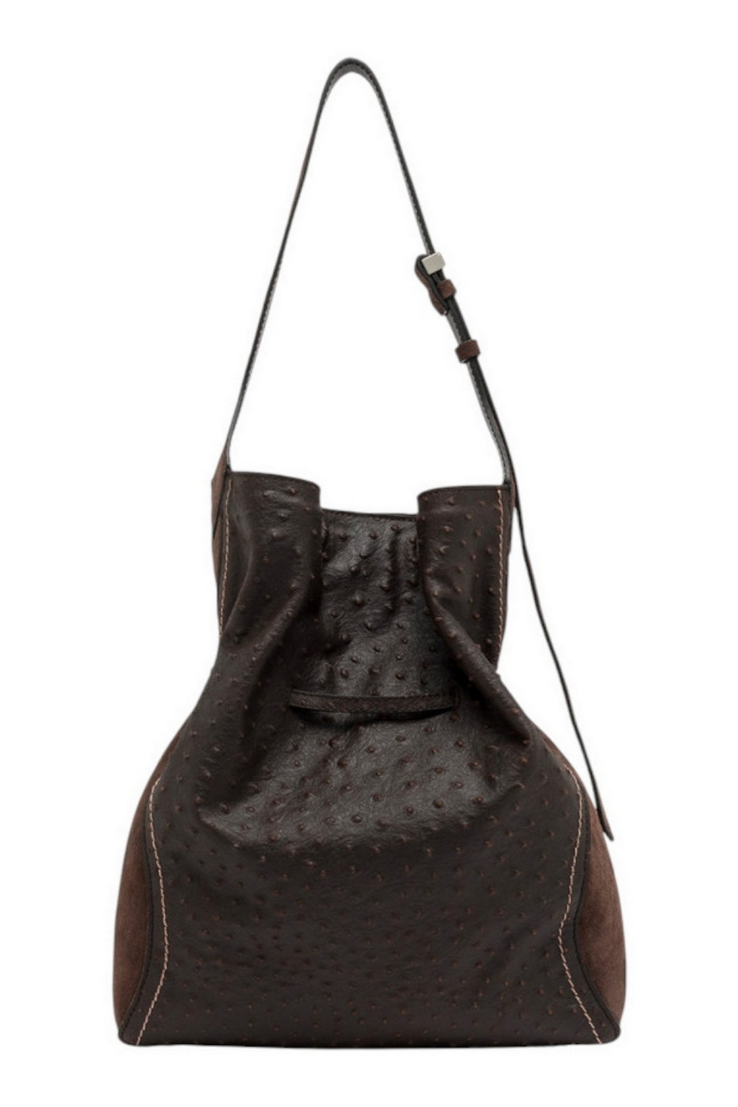 borsa sienna in struzzo e camoscio 