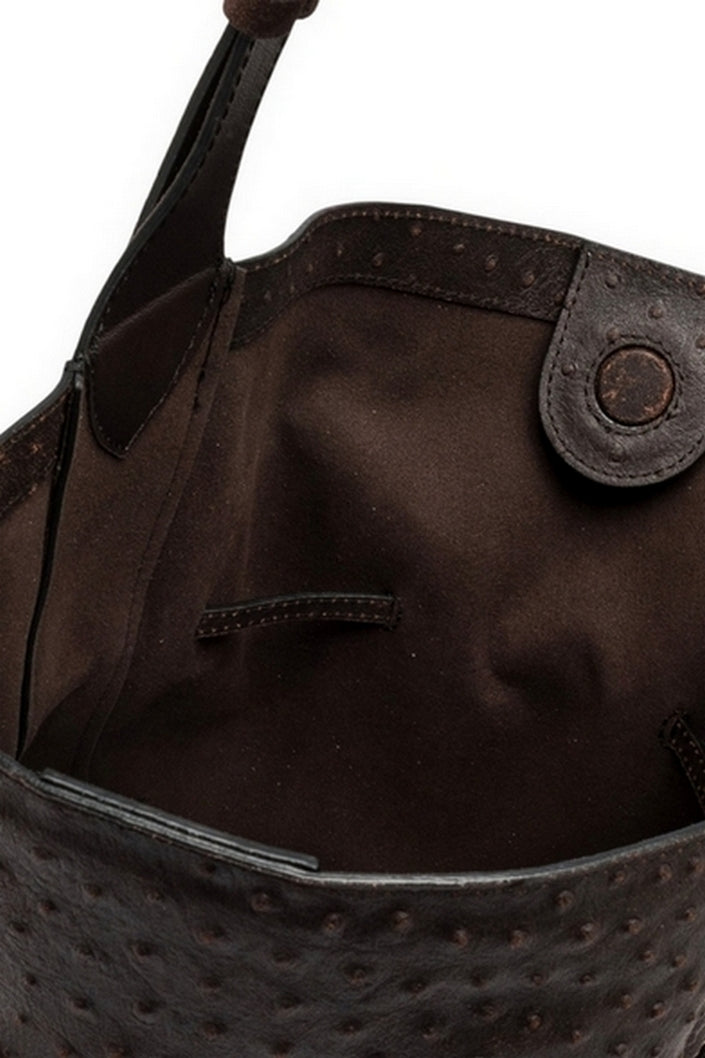 borsa sienna in struzzo e camoscio 
