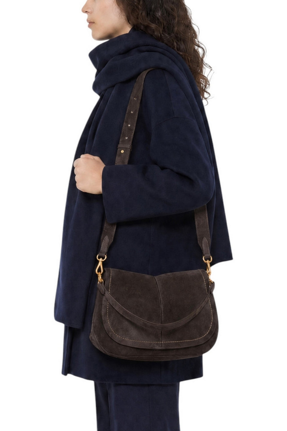 borsa helena round grande in camoscio 