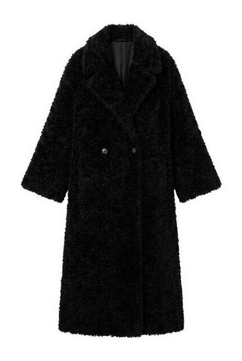 cappotto lungo in ecopelliccia 