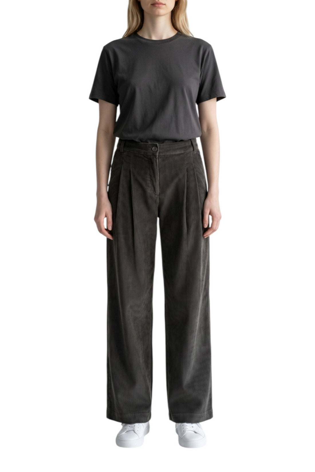 pantalone largo in velluto cinquecento righe 
