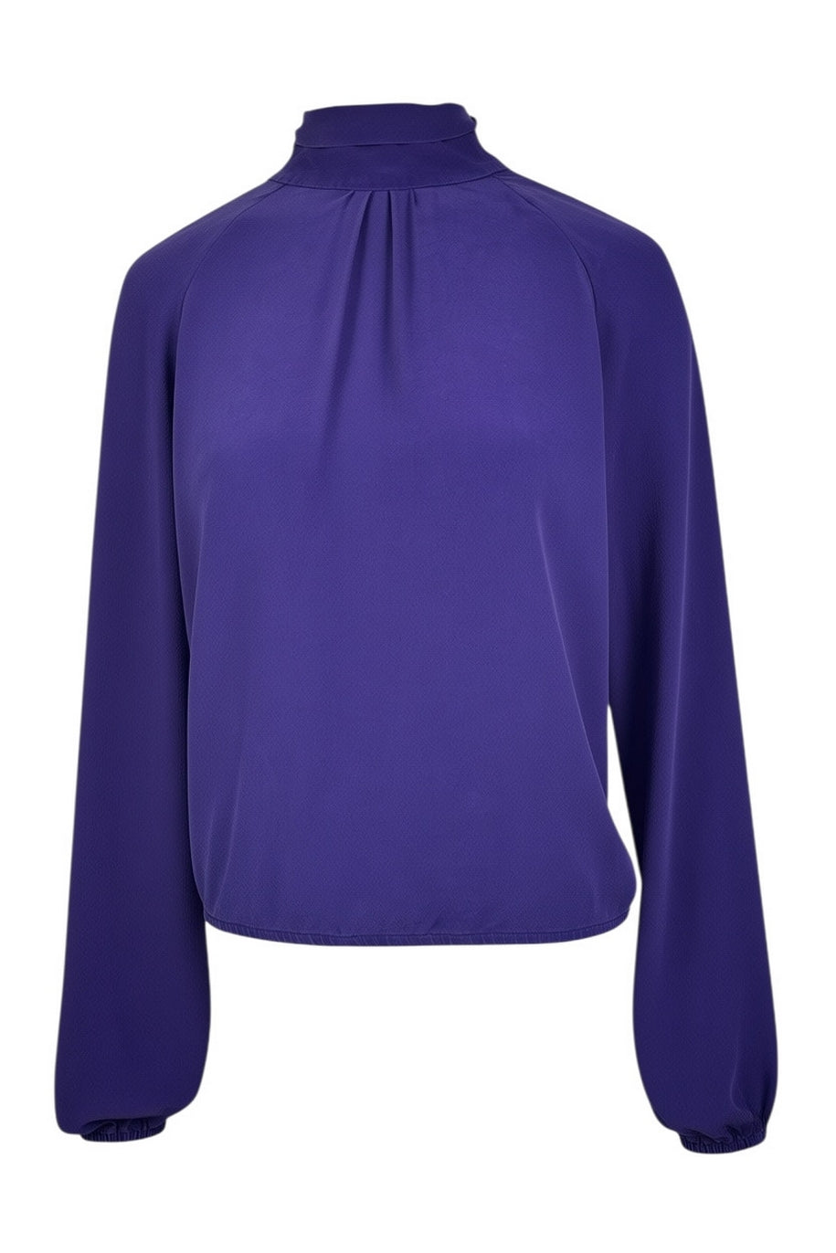 camicia in seta con collo alto e fiocco 