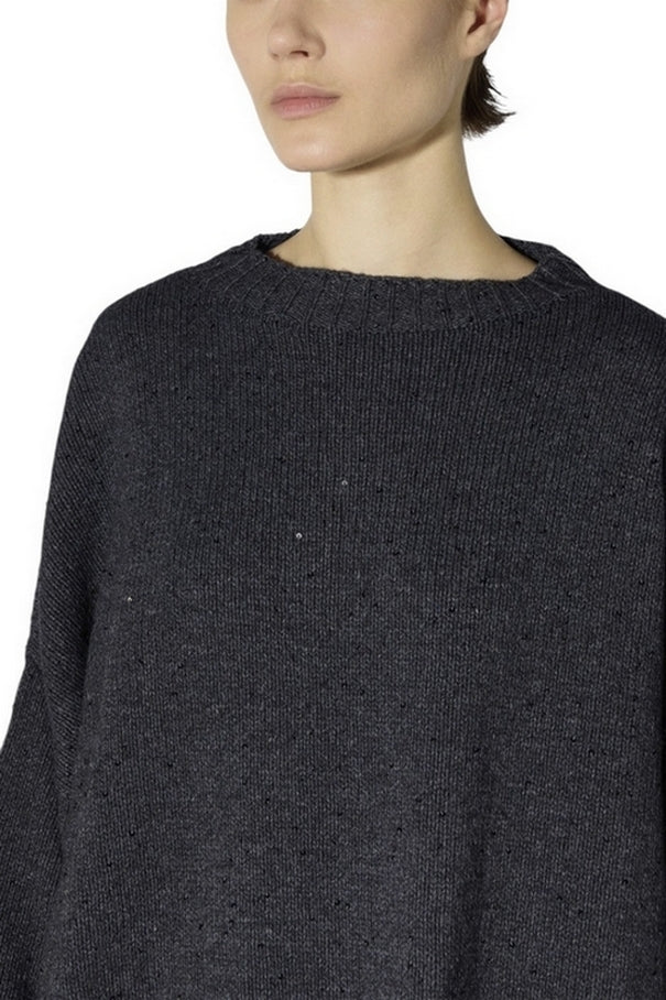 maglia con fiocco e paillettes 
