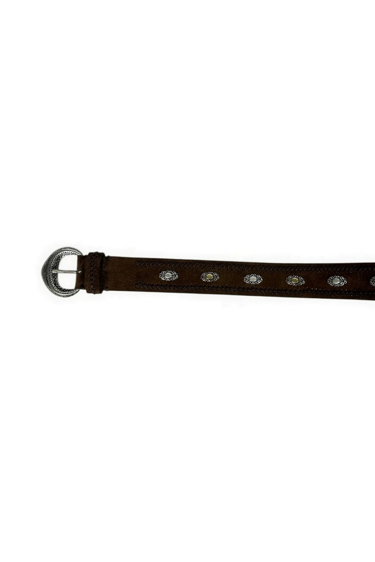 cintura in camoscio con borchie oro e argento 