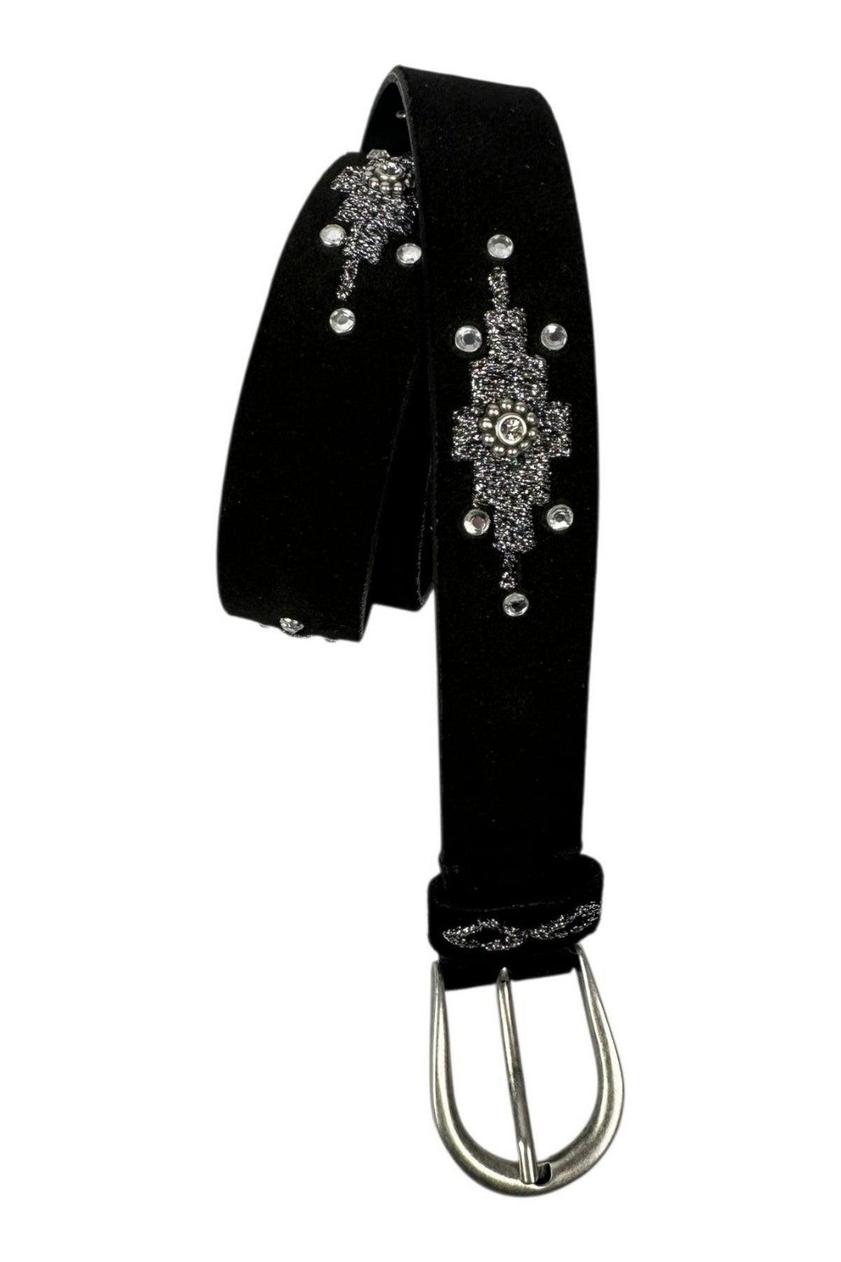 cintura in camoscio con paillettes 