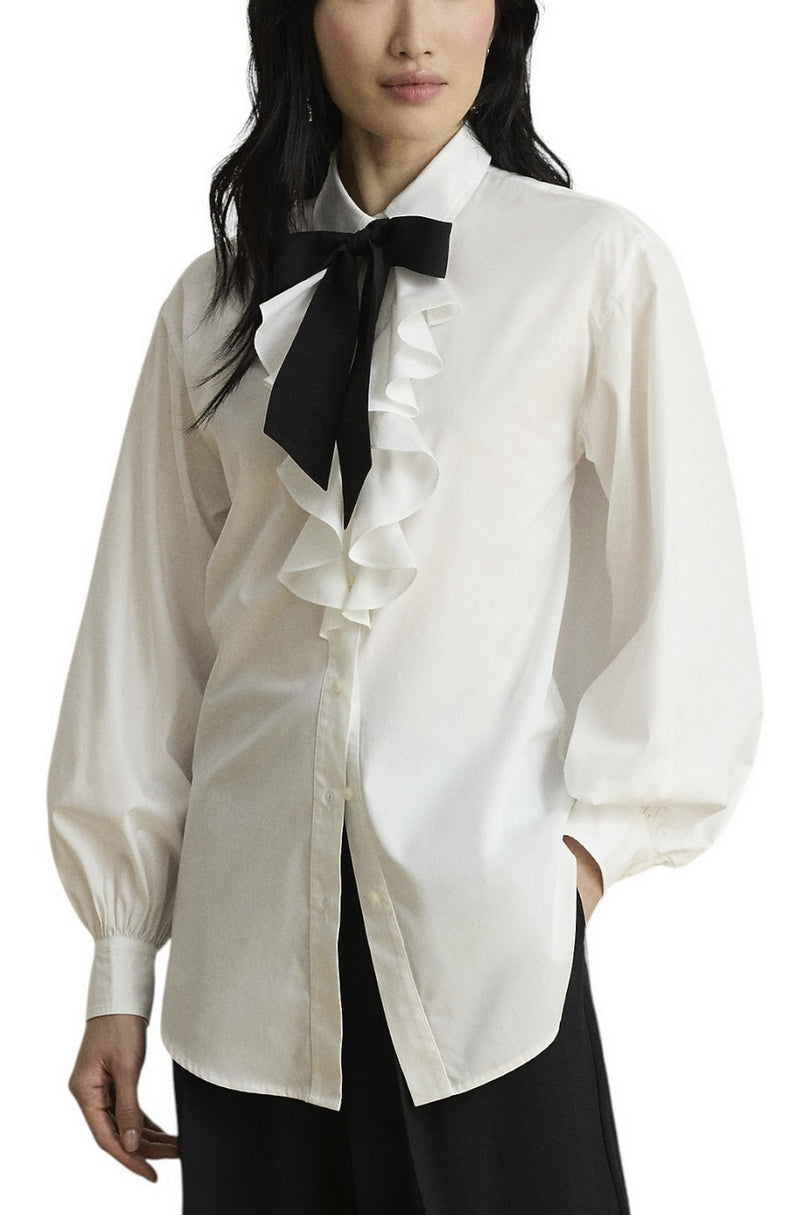 camicia con ruches e cravatta 