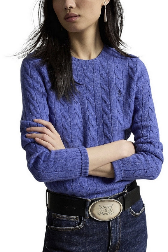 maglia girocollo a trecce 