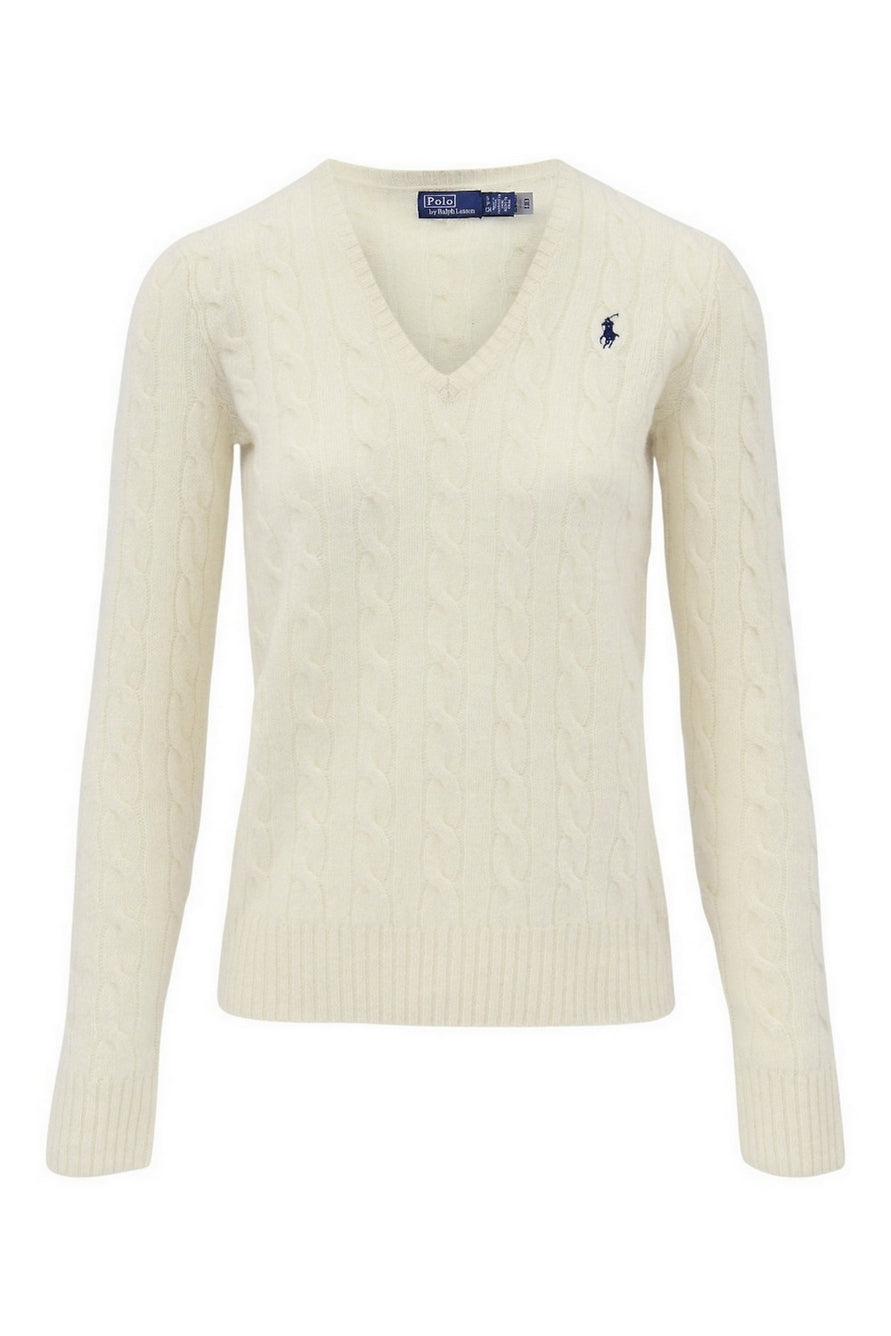 maglia scollo a v a trecce 