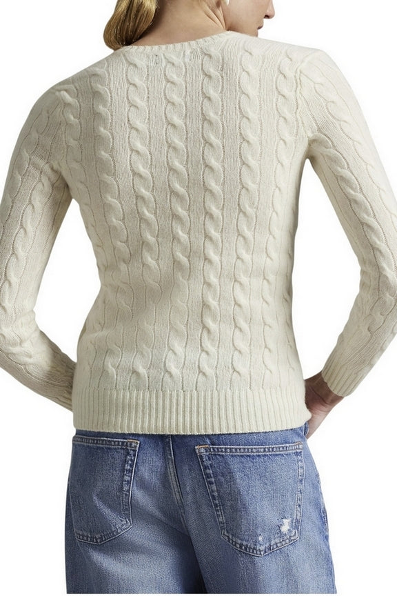 maglia scollo a v a trecce 