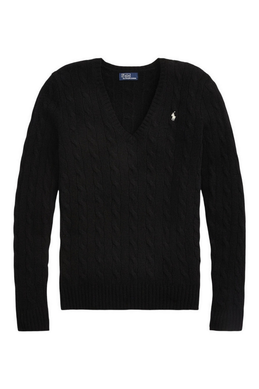 maglia scollo a v a trecce 