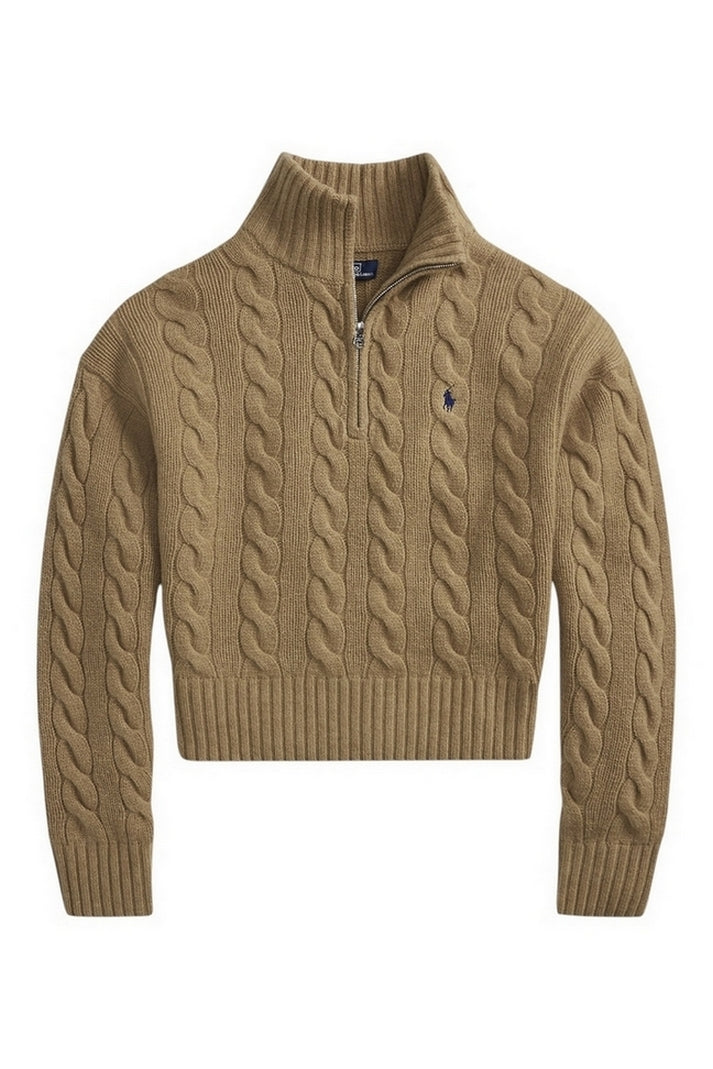 maglia zip a trecce 
