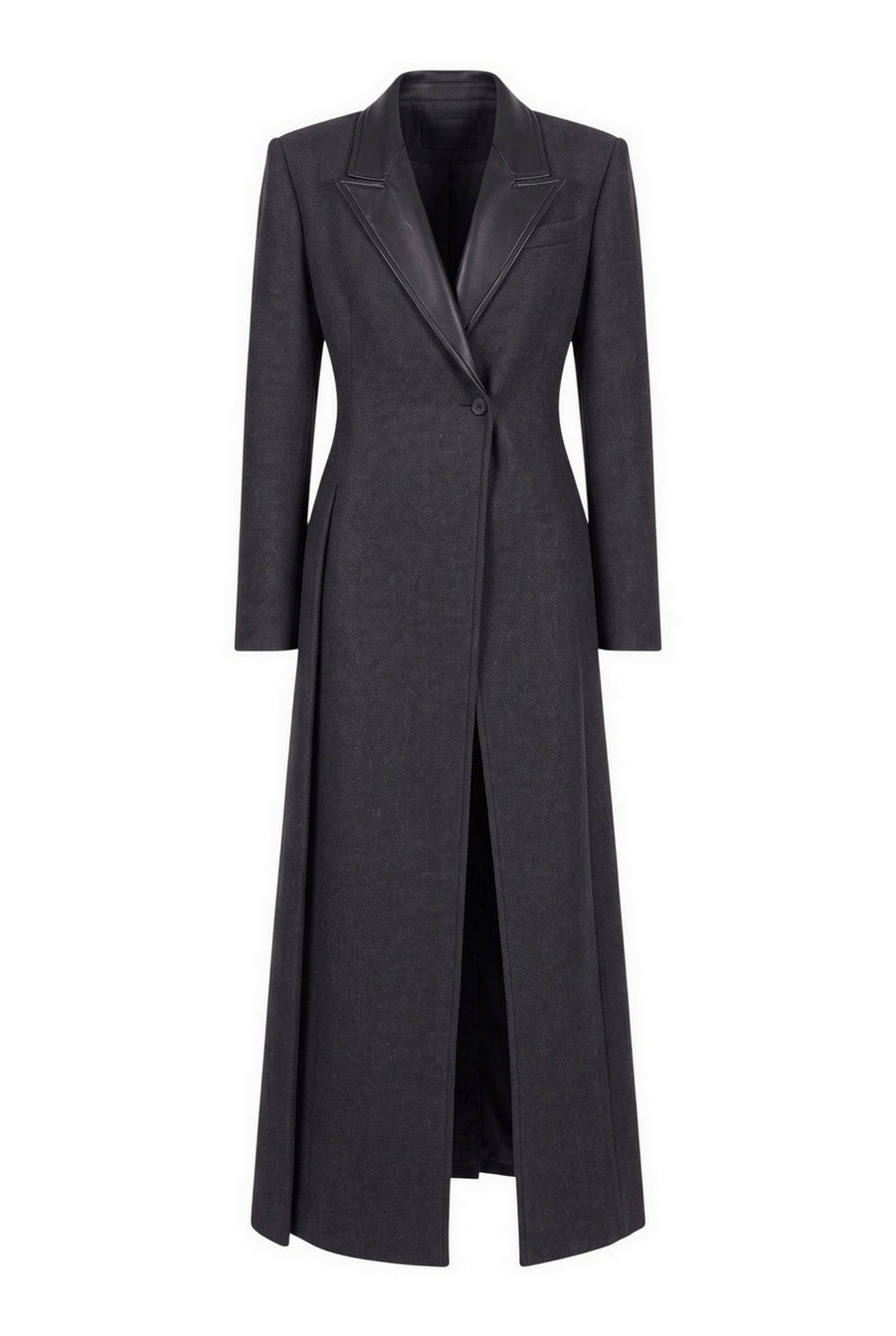 cappotto con dettagli in ecopelle 