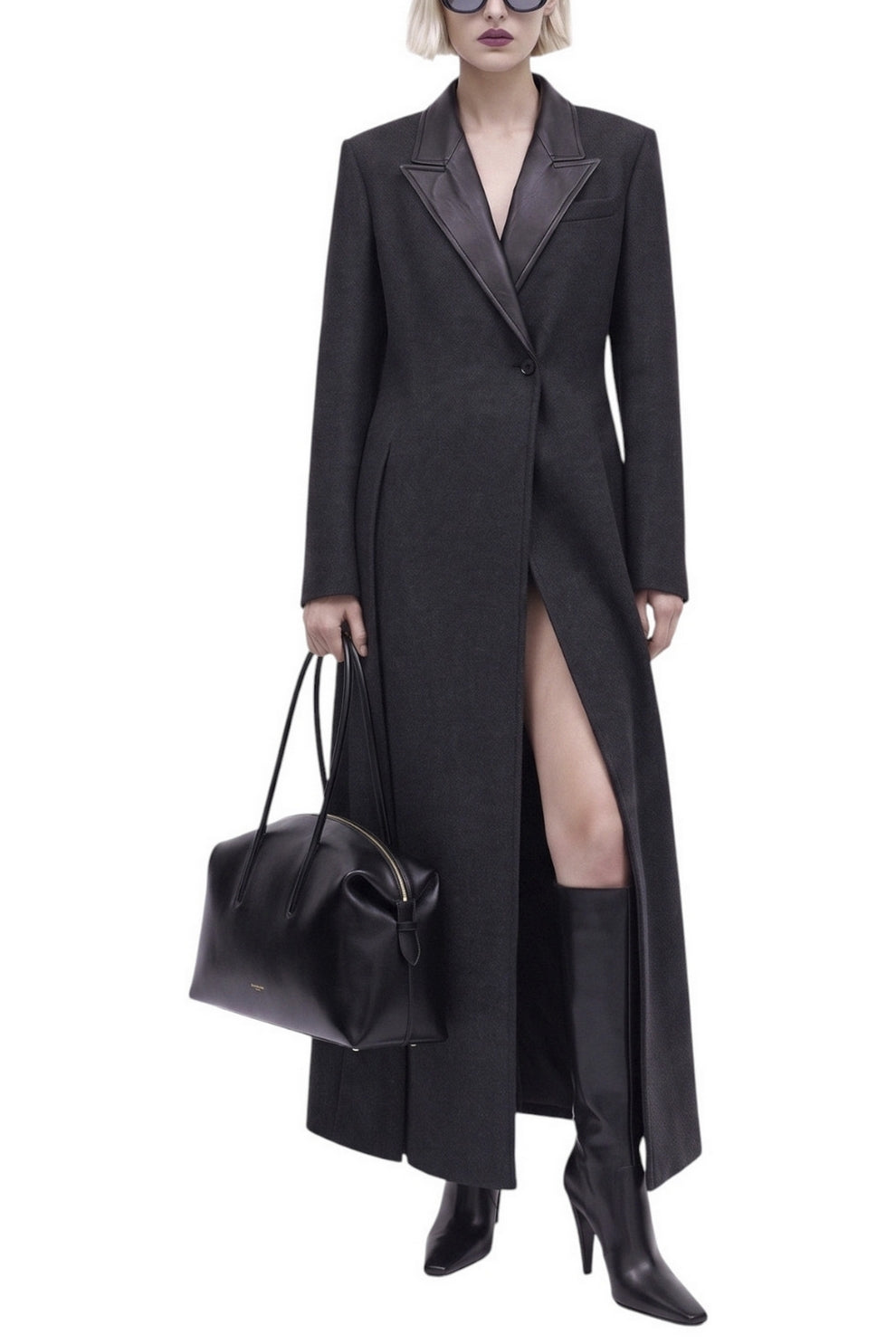 cappotto con dettagli in ecopelle 