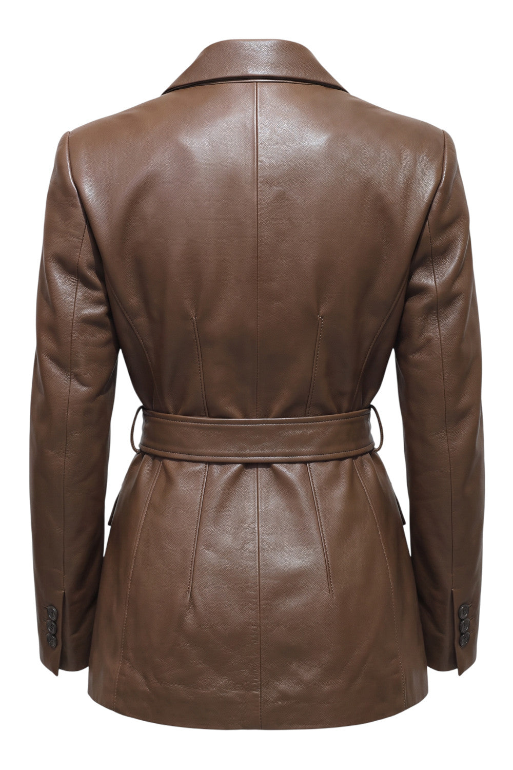 giacca in pelle con cintura 