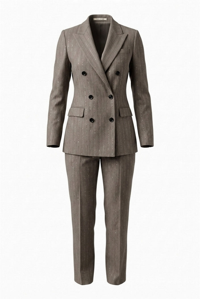 tailleur donna gessato e paillettes doppiopetto 