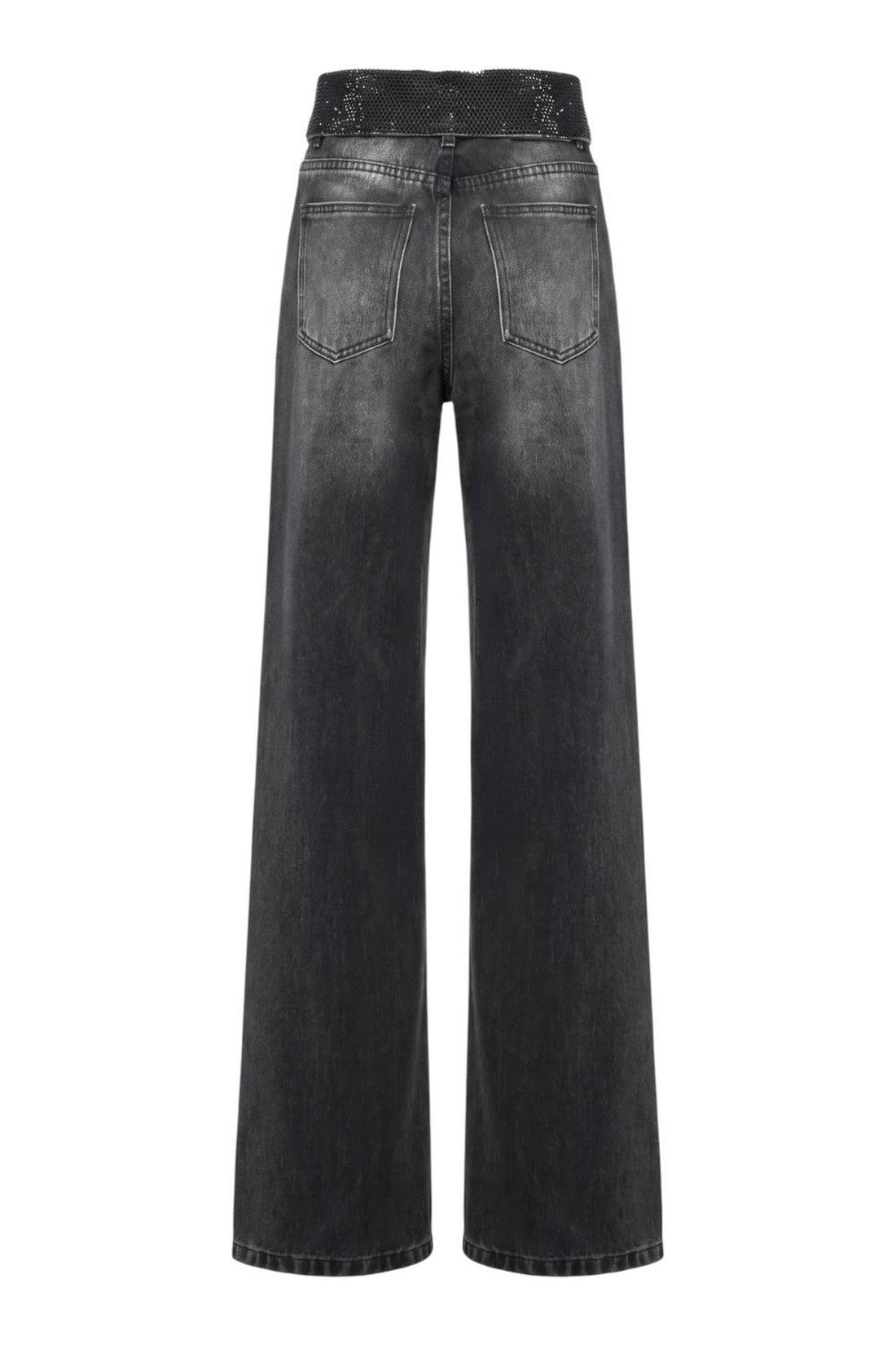 jeans ori con strass in vita 