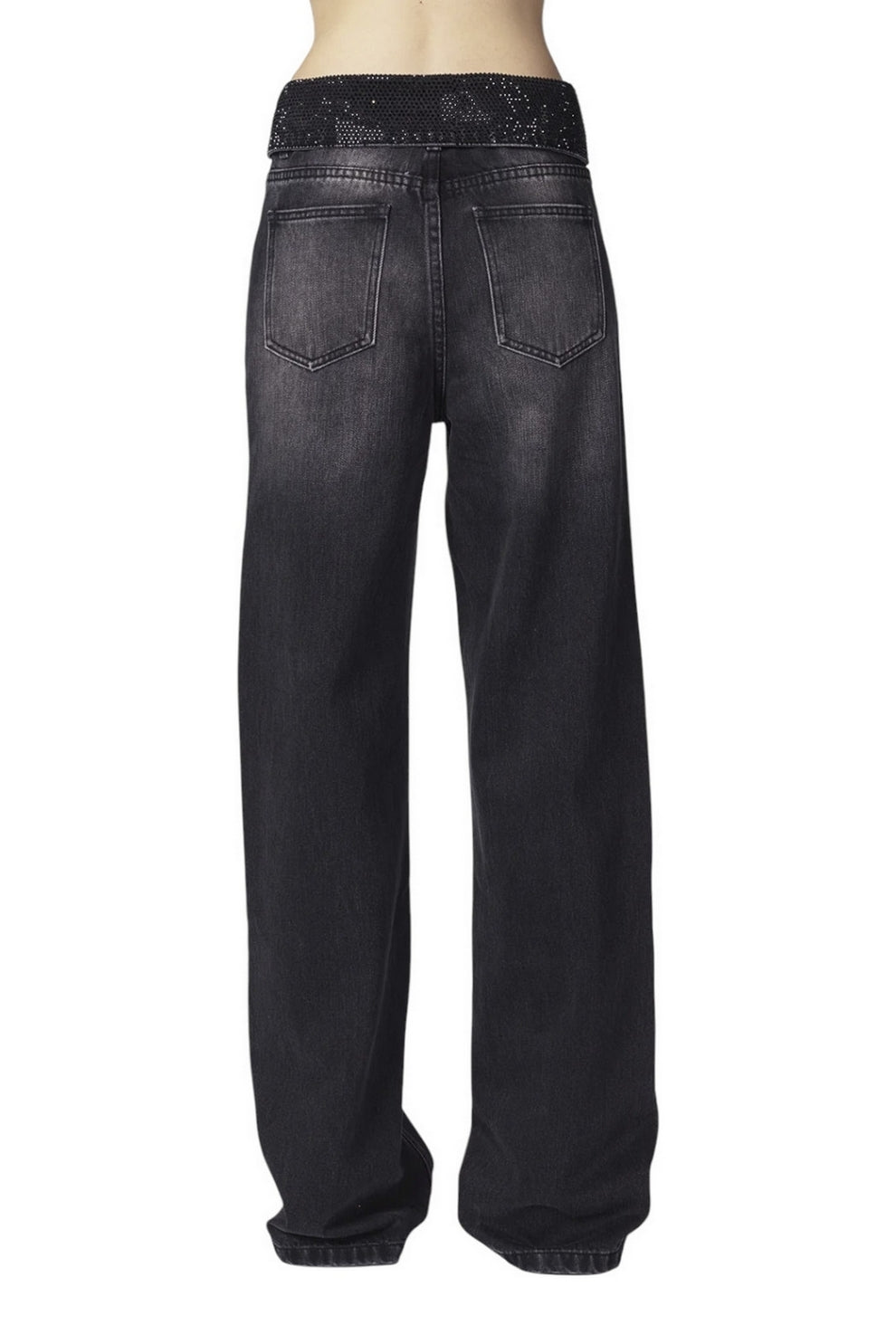 jeans ori con strass in vita 
