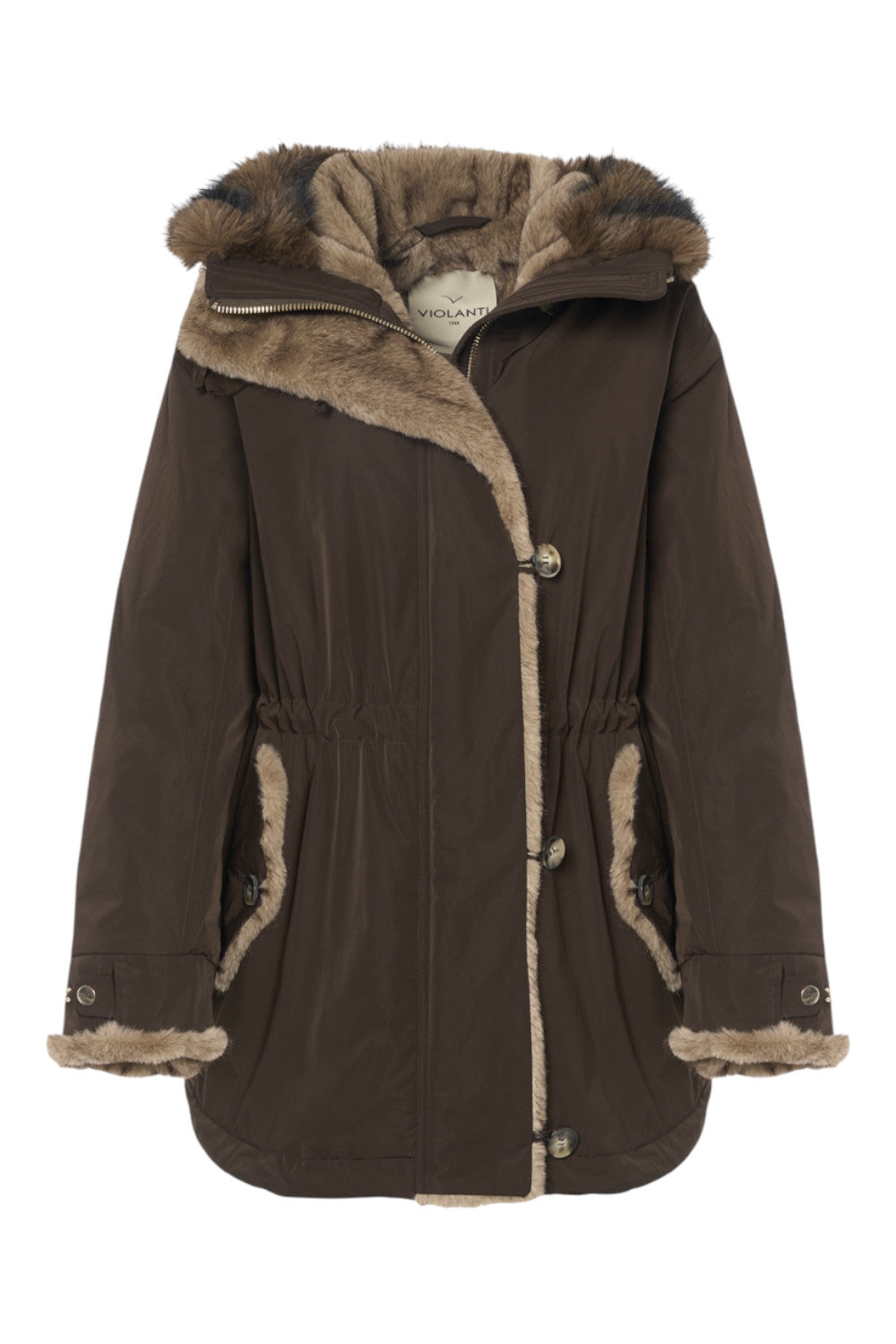 parka con inserti in eco-pellliccia 