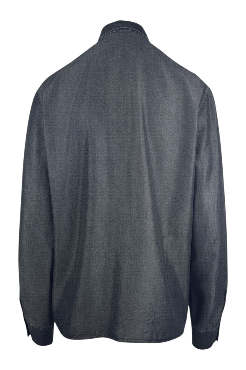 camicia in denim con ruches 