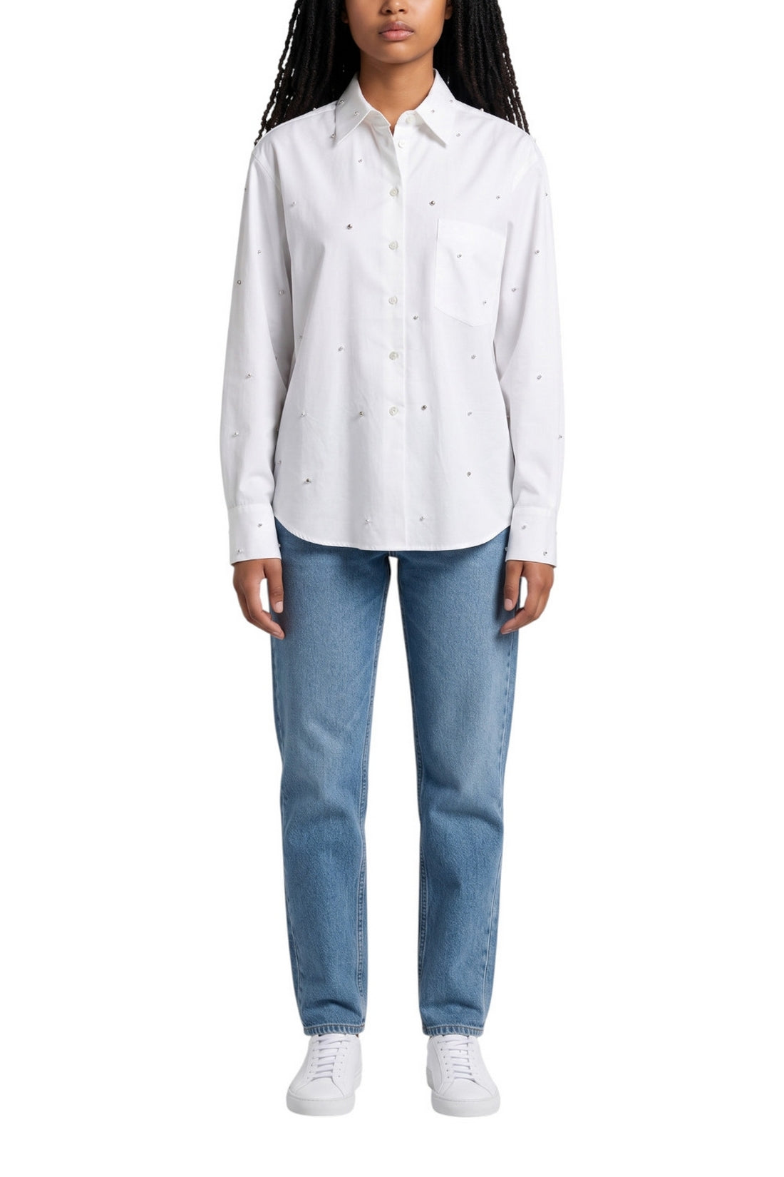 camicia over con perline 
