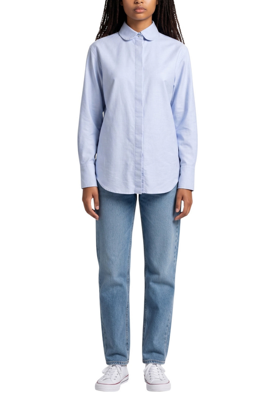 camicia in oxford con collo tondo 
