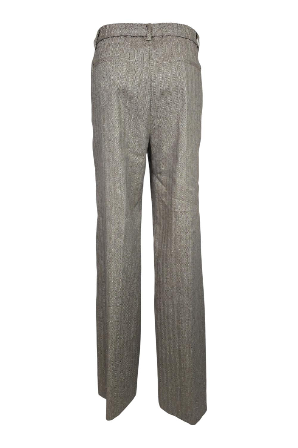 pantalone donna fantasia resca tabacco e bianco 