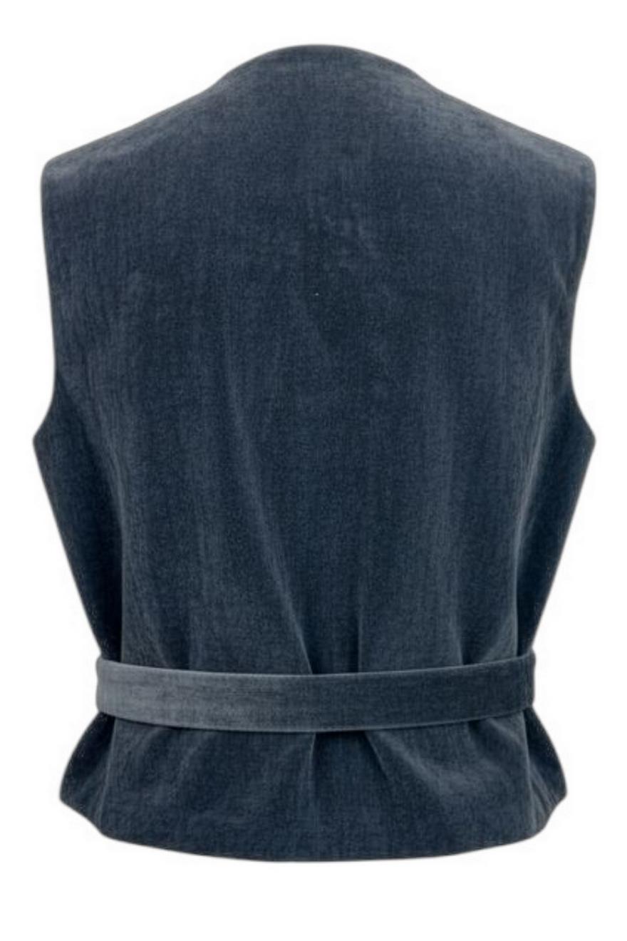 gilet donna in velluto blu con ricami 