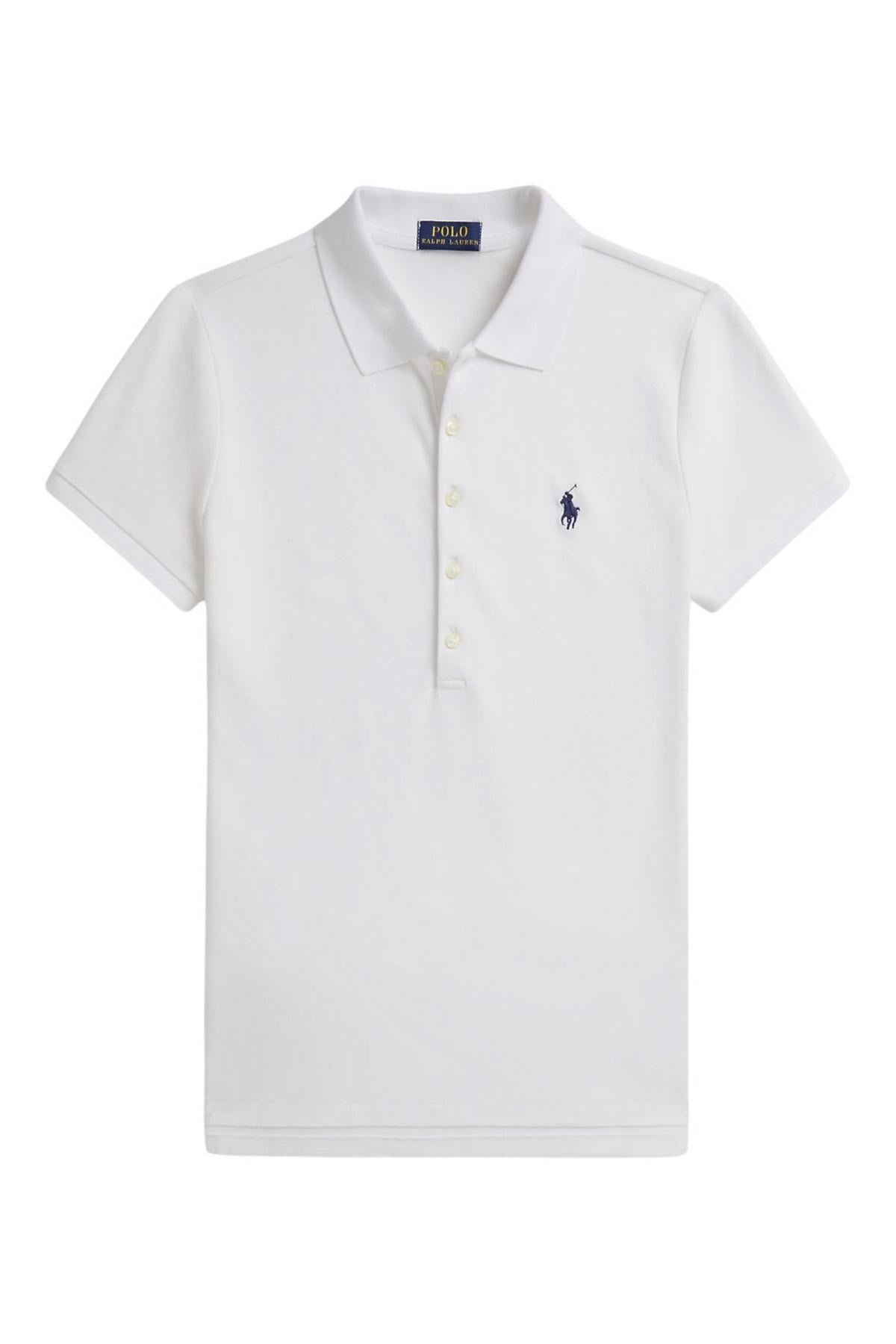 polo donna con abbottonatura lunga bianco 