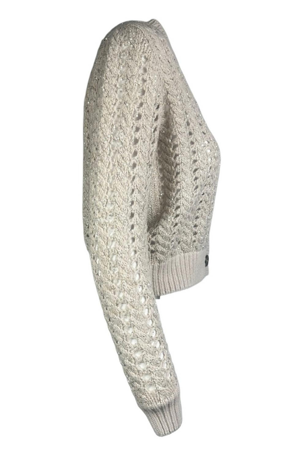 cardigan donna lavorazione rete grigio 