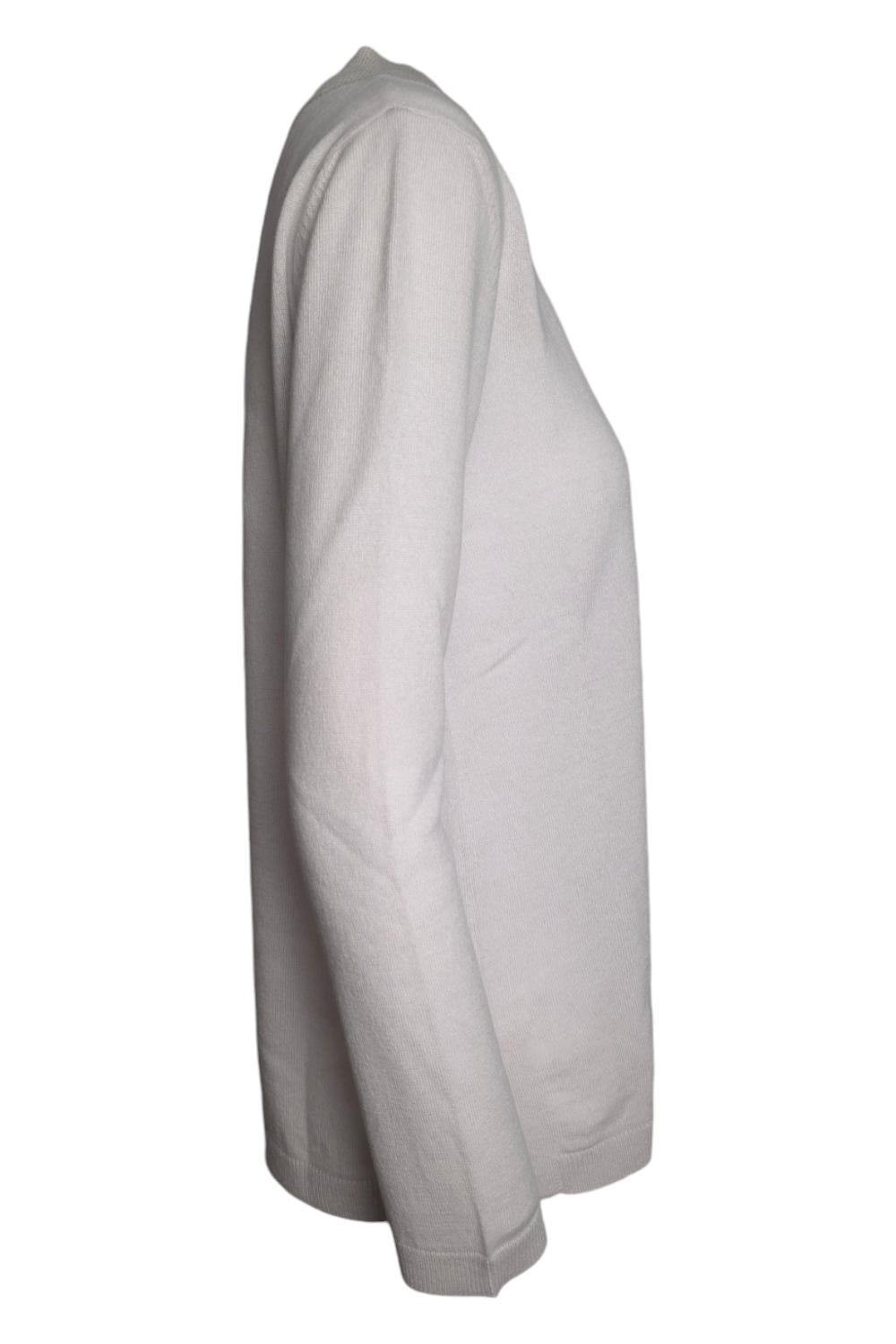 maglia donna perla con collo a cratere 