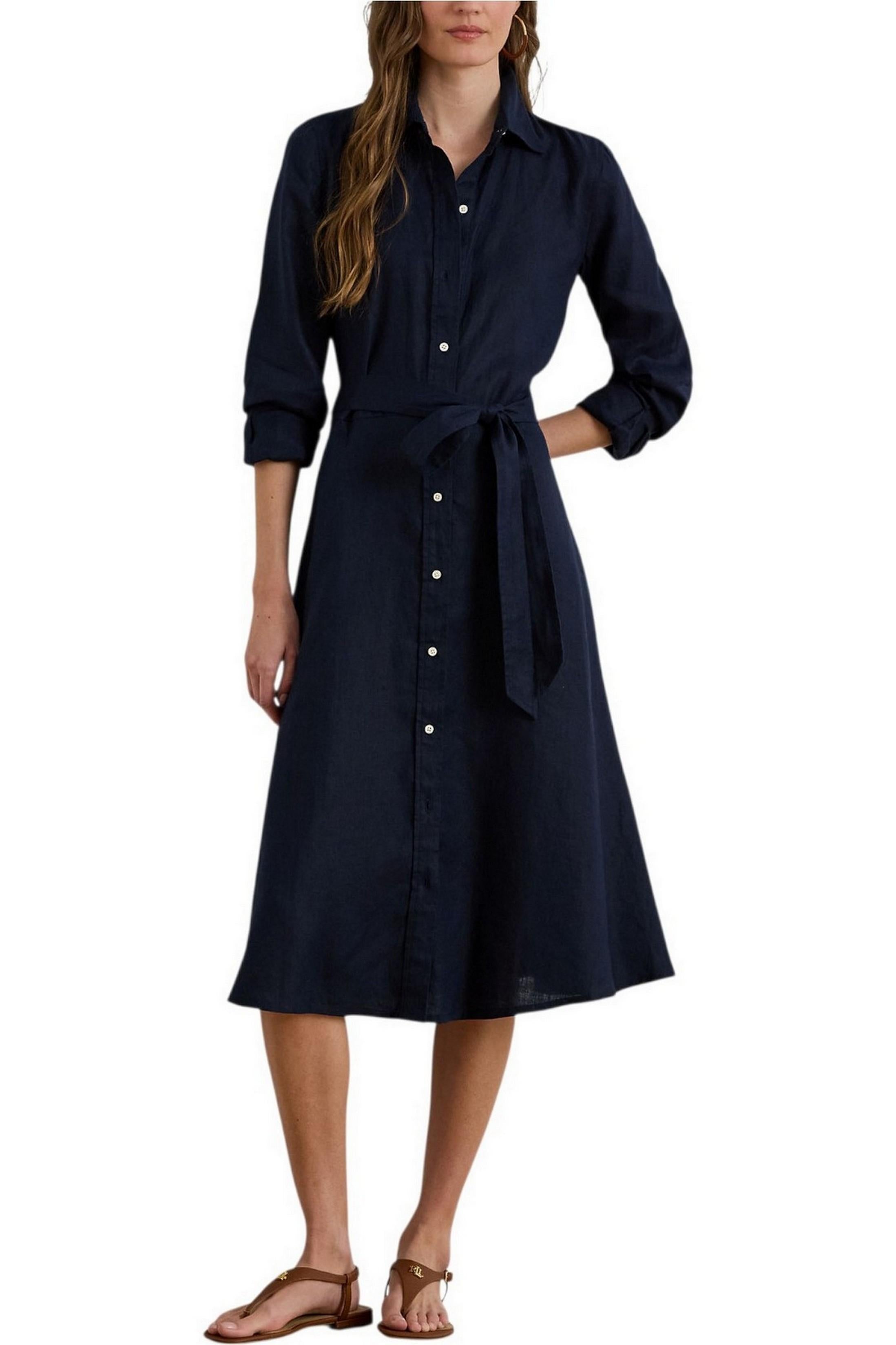 chemisier donna in lino blu 