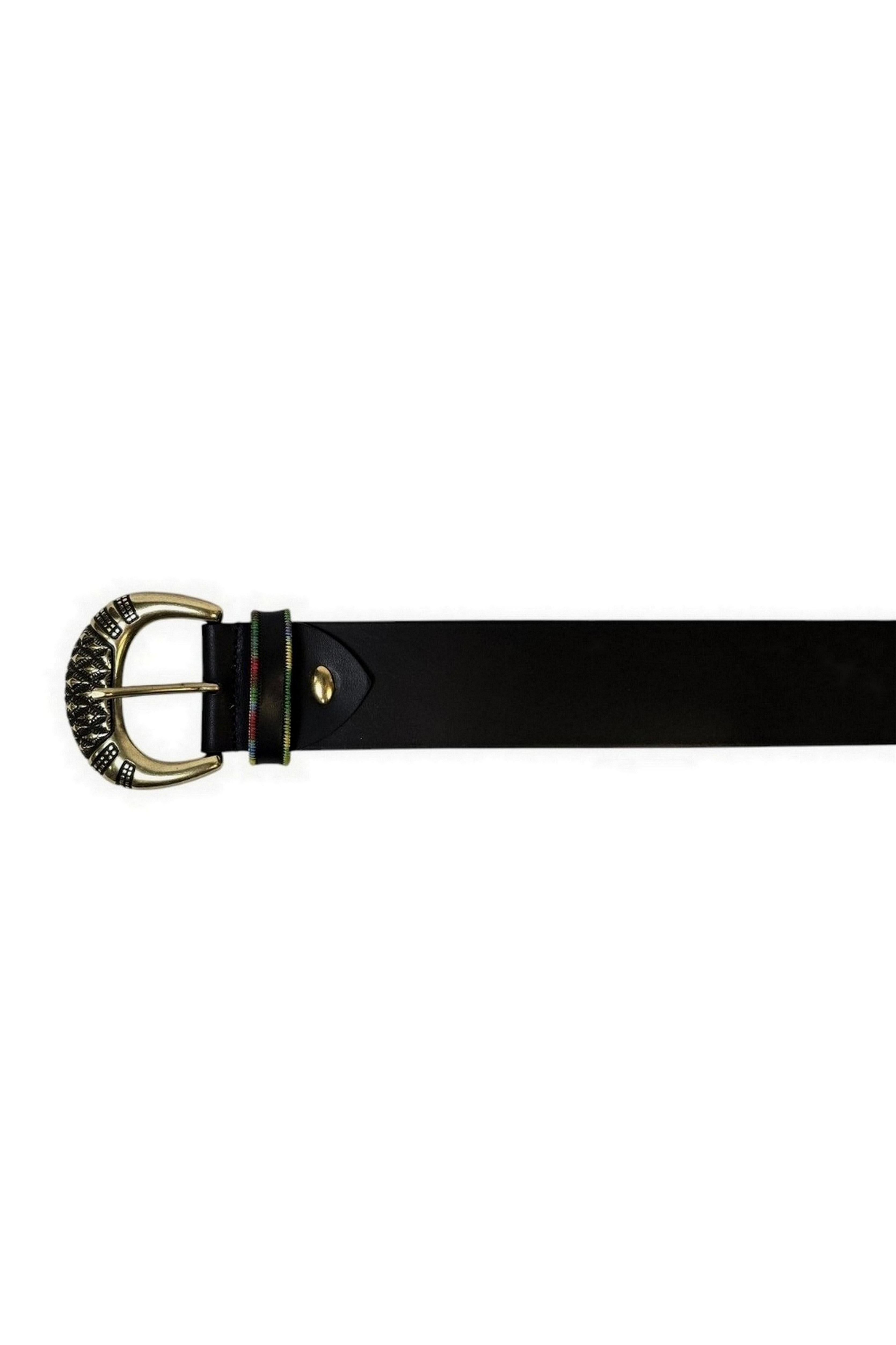 cintura donna alta nero con passante multicolor 