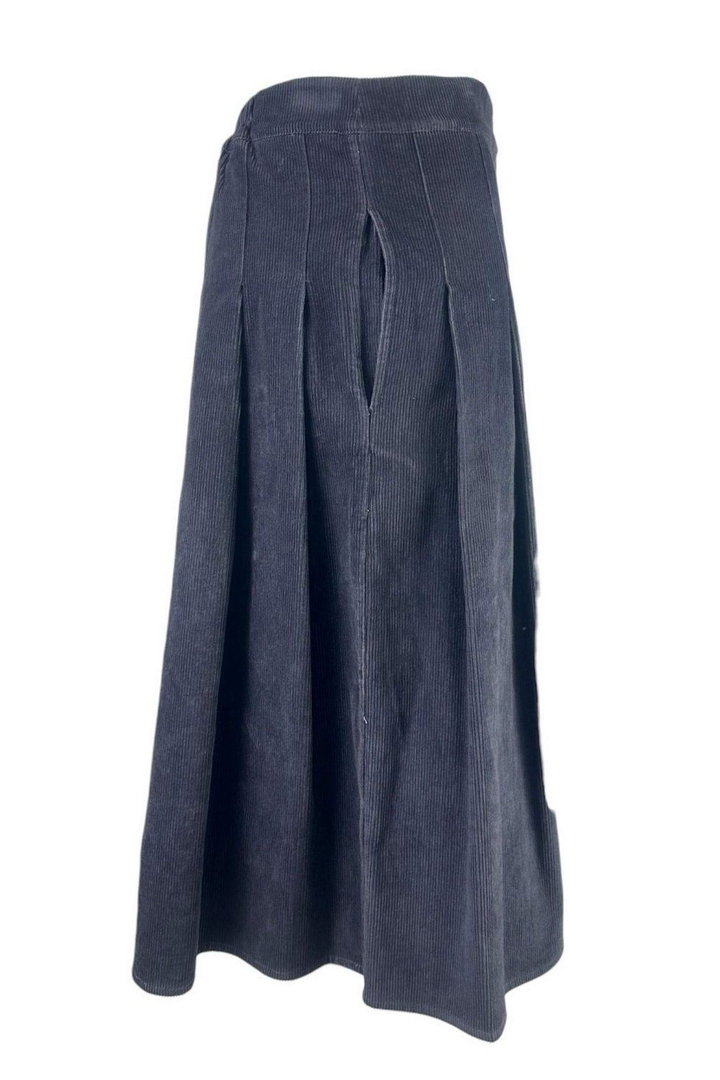gonna donna lunga in velluto blu 