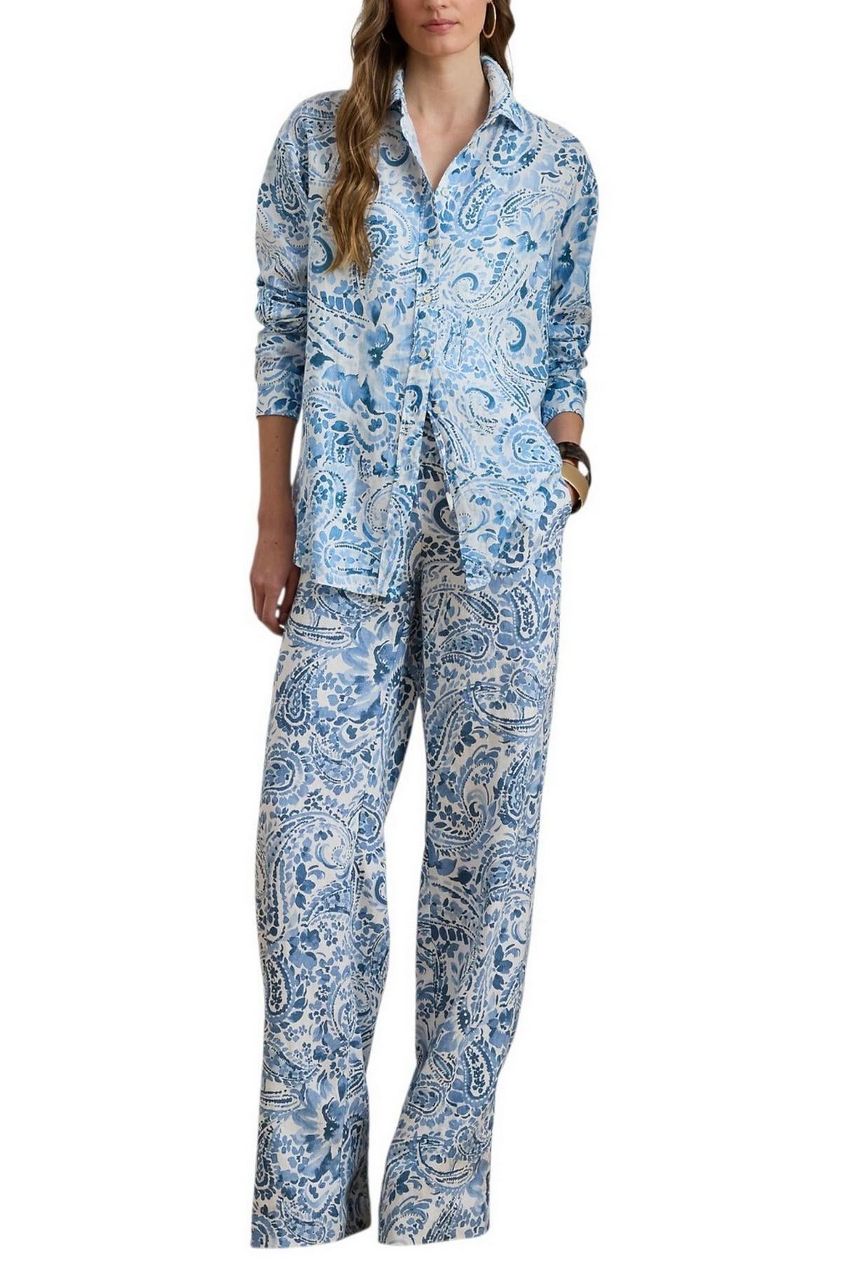 camicia donna fantasia bandana azzurro 