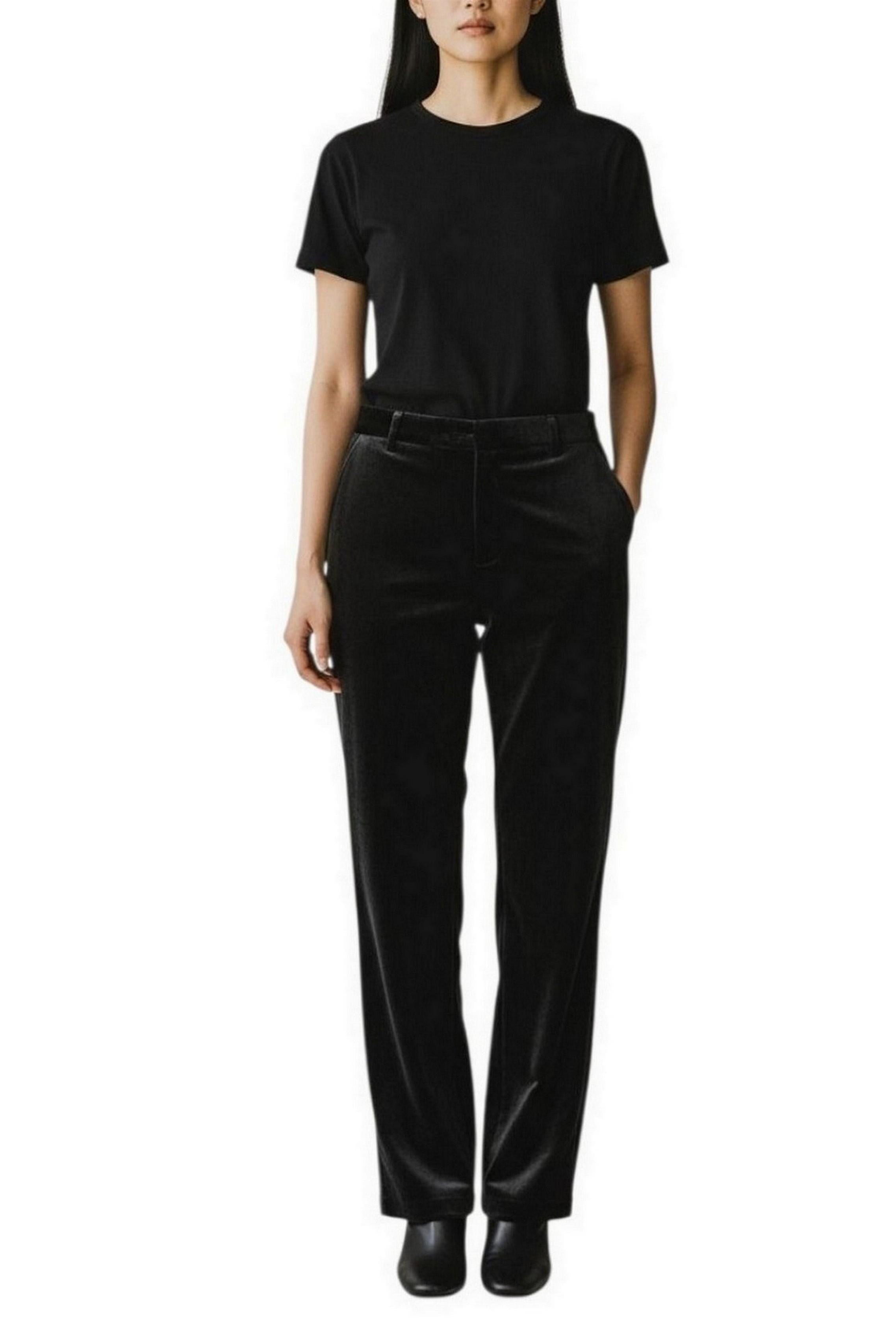 pantalone donna velluto nero 