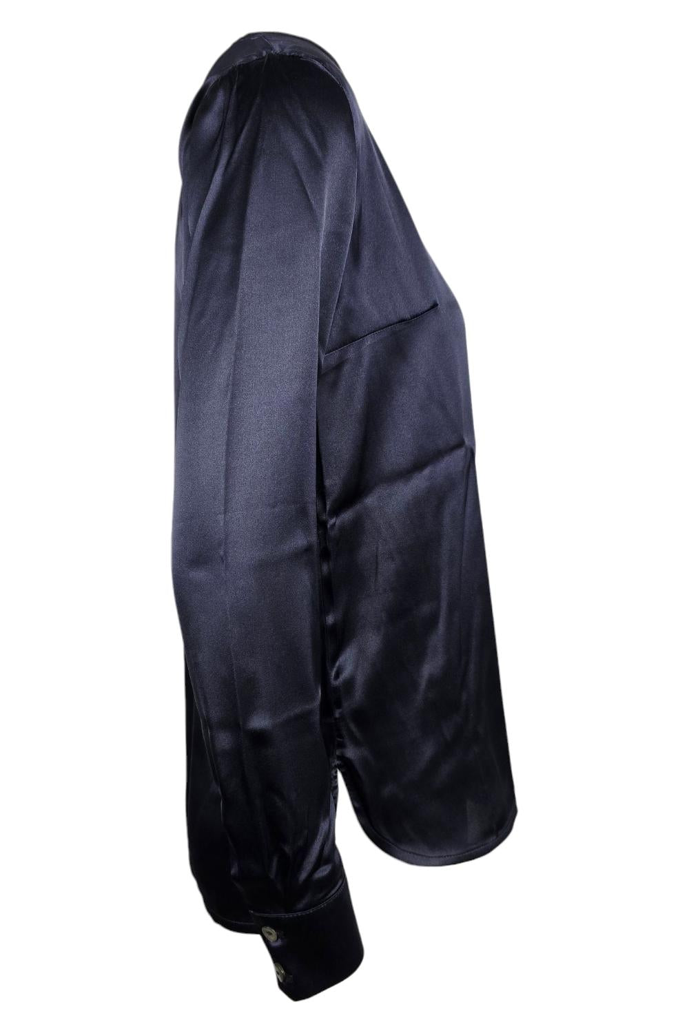 camicia donna girocollo raso blu 