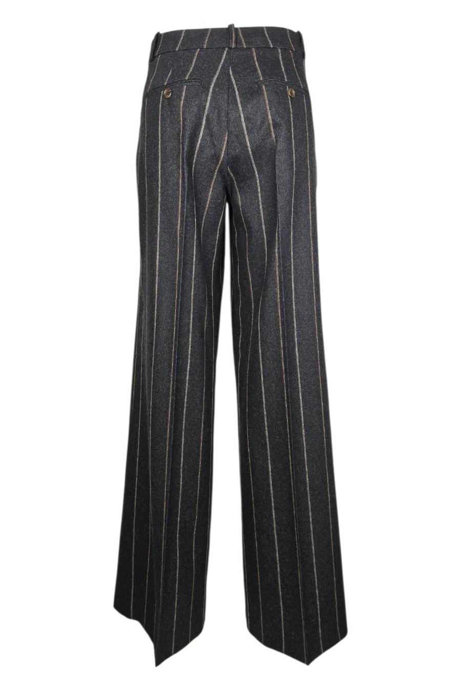 pantalone donna gessato marrone e grigio 