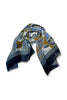 bufanda de mujer con estampado paisley azul y beige Altea
