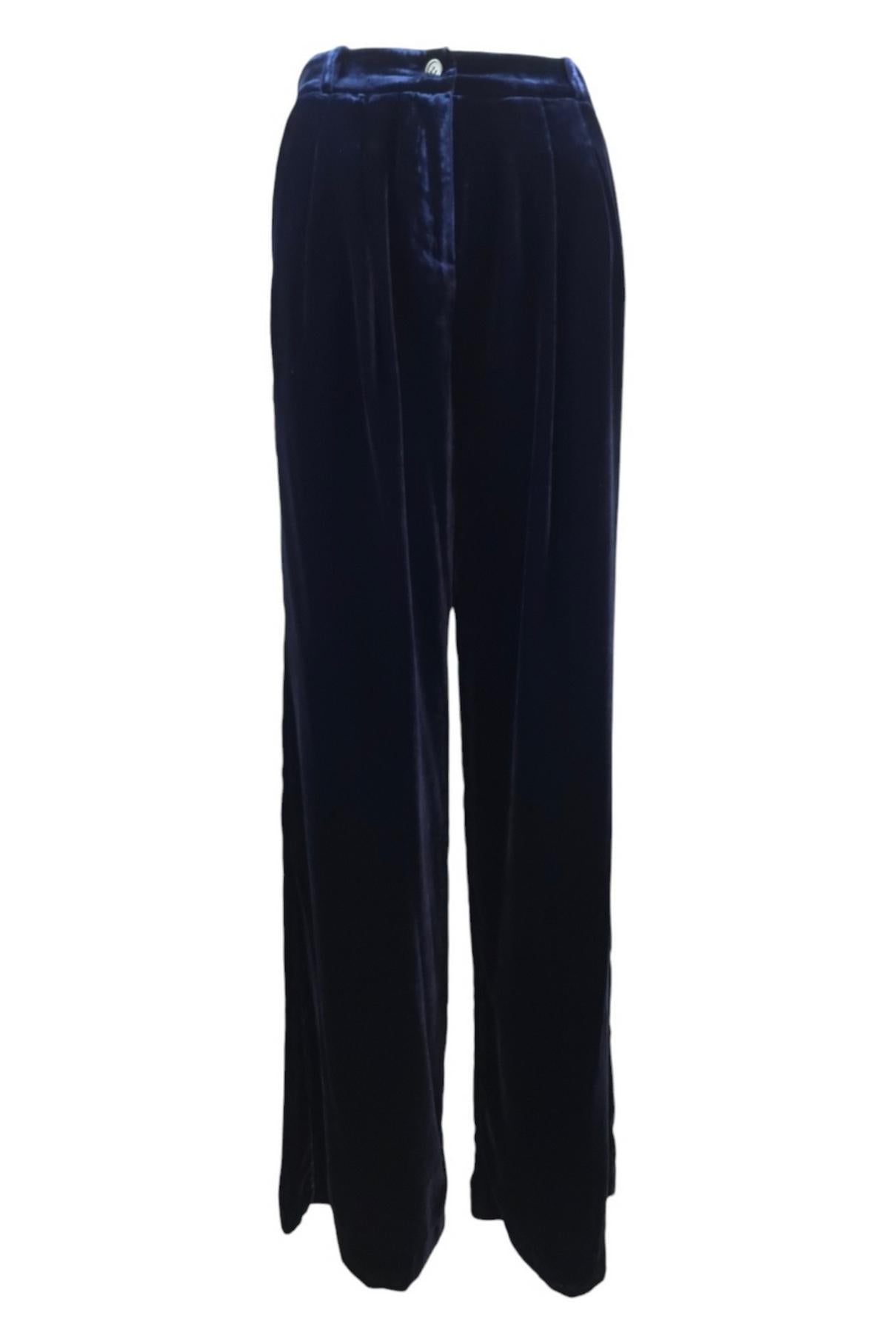 pantalone donna in velluto blu 
