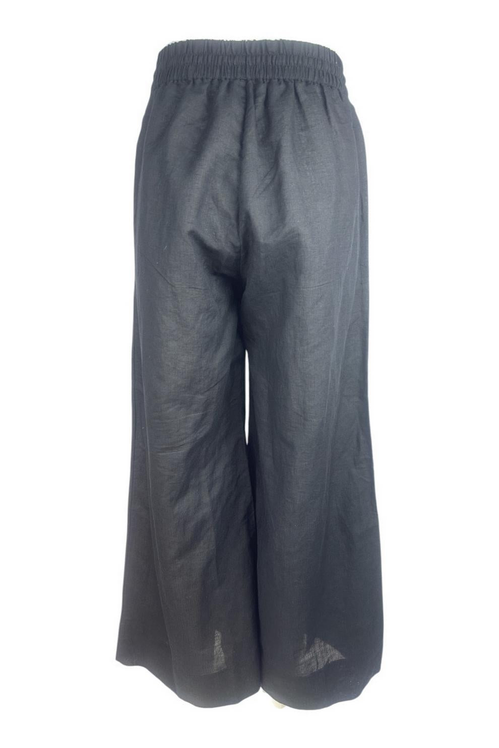 pantalone donna in lino nero 